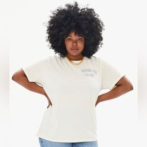 Clare V. Pencil Bourgeoisie Sauvage Original Tee In Cream W/ Cobalt